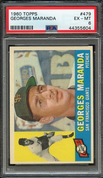 1960 TOPPS 479 GEORGES MARANDA PSA EX-MT 6