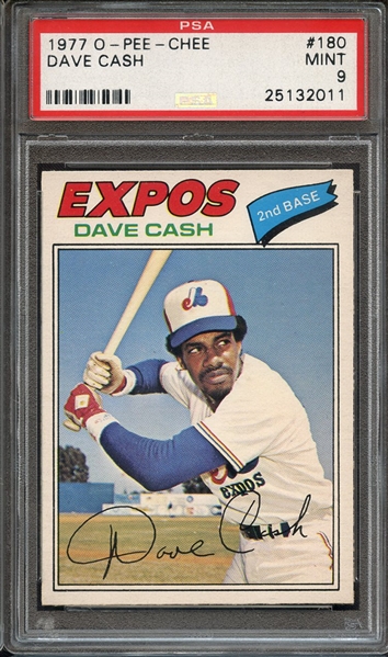 1977 O-PEE-CHEE 180 DAVE CASH PSA MINT 9