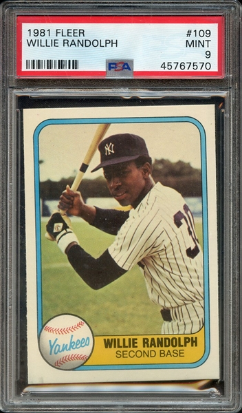 1981 FLEER 109 WILLIE RANDOLPH PSA MINT 9