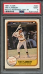 1981 FLEER 493 TIM FLANNERY PHOTO REVERSED, BAT RT. PSA MINT 9