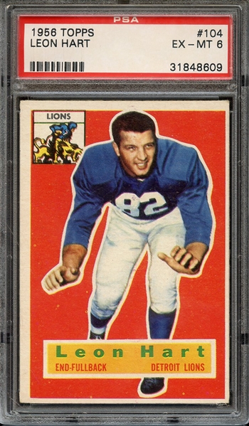 1956 TOPPS 104 LEON HART PSA EX-MT 6