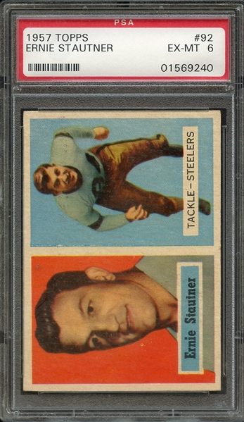 1957 TOPPS 92 ERNIE STAUTNER PSA EX-MT 6