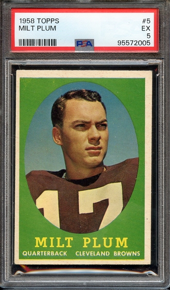 1958 TOPPS 5 MILT PLUM PSA EX 5