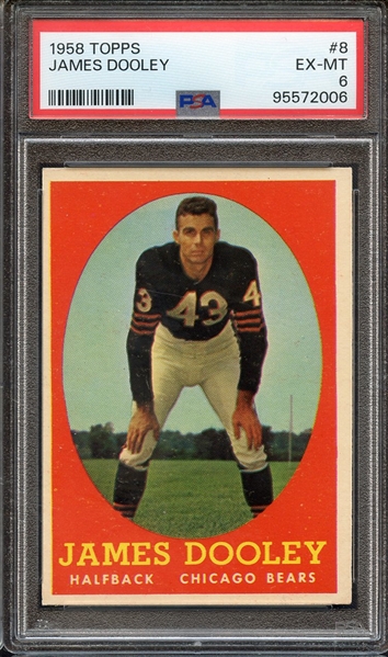 1958 TOPPS 8 JAMES DOOLEY PSA EX-MT 6