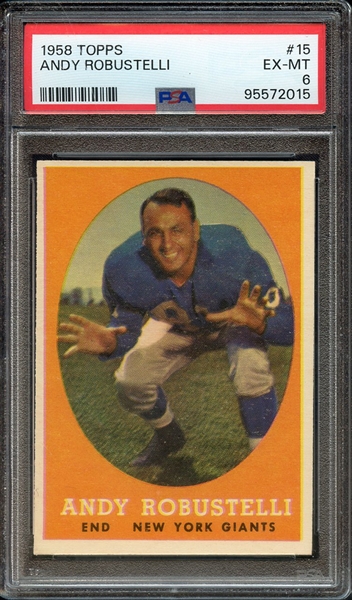 1958 TOPPS 15 ANDY ROBUSTELLI PSA EX-MT 6