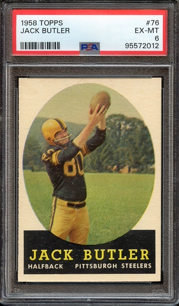 1958 TOPPS 76 JACK BUTLER PSA EX-MT 6