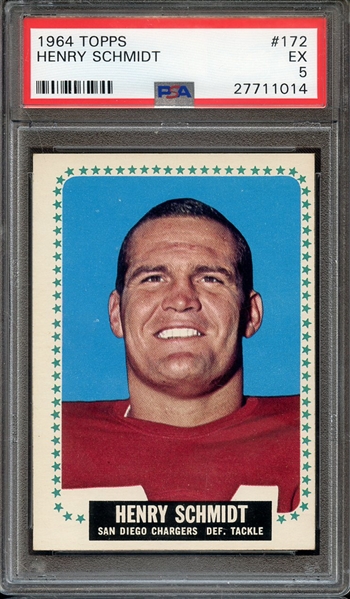 1964 TOPPS 172 HENRY SCHMIDT PSA EX 5