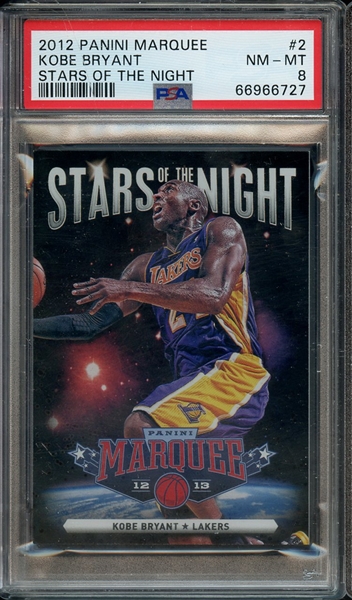 2012 PANINI MARQUEE STARS OF THE NIGHT 2 KOBE BRYANT STARS OF THE NIGHT PSA NM-MT 8