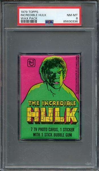 1979 TOPPS INCREDIBLE HULK WAX PACK INCREDIBLE HULK WAX PACK PSA NM-MT 8