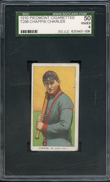 1910 T206 PIEDMONT CHAPPIE CHARLES SGC VG/EX 50 / 4