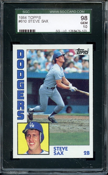 1984 TOPPS 610 STEVE SAX SGC GEM 98 / 10