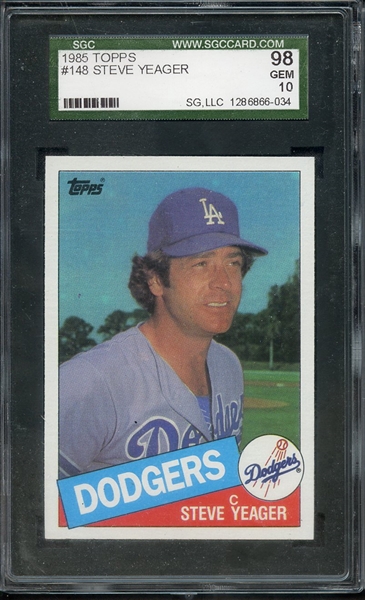 1985 TOPPS 148 STEVE YEAGER SGC GEM 98 / 10