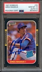 1987 DONRUSS 36 SIGNED GREG MADDUX PSA GEM MT 10 PSA/DNA AUTO 10