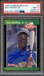 1989 DONRUSS ROOKIES 3 SIGNED KEN GRIFFEY JR PSA MINT 9 PSA/DNA AUTO 10