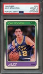 1988 FLEER 115 SIGNED JOHN STOCKTON PSA NM-MT 8 PSA/DNA AUTO 10