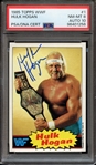 1985 TOPPS WWF 1 SIGNED HULK HOGAN PSA NM-MT 8 PSA/DNA AUTO 10