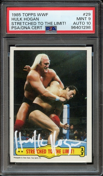 1985 TOPPS WWF 29 SIGNED HULK HOGAN PSA MINT 9 PSA/DNA AUTO 10