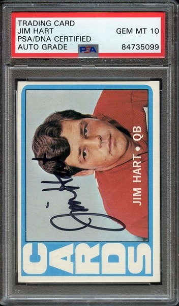 1972 TOPPS 88 SIGNED JIM HART PSA/DNA AUTO 10