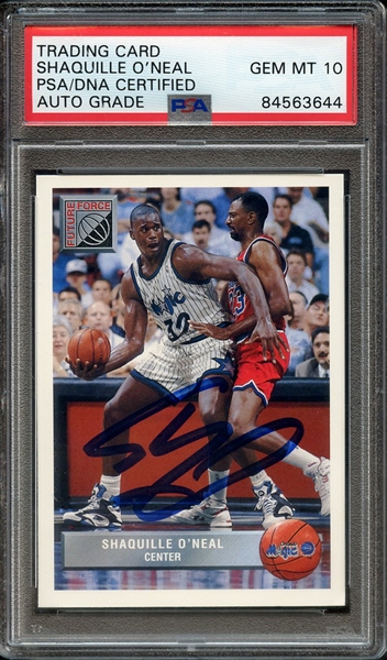 1992 UPPER DECK MCDONALD'S P43 SIGNED SHAQUILLE O'NEAL PSA/DNA AUTO 10