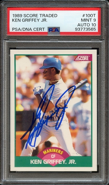 1989 SCORE TRADED 100T SIGNED KEN GRIFFEY JR PSA MINT 9 PSA/DNA AUTO 10