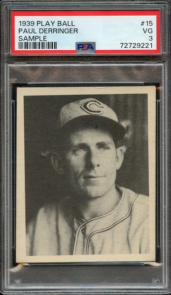 1939 PLAY BALL SAMPLE 15 PAUL DERRINGER PSA VG 3