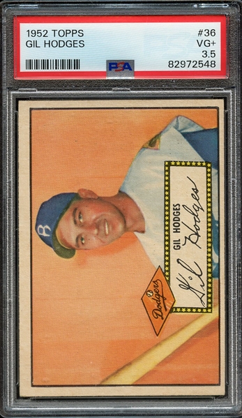 1952 TOPPS 36 GIL HODGES RED BACK PSA VG+ 3.5