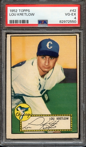 1952 TOPPS 42 LOU KRETLOW RED BACK PSA VG-EX 4