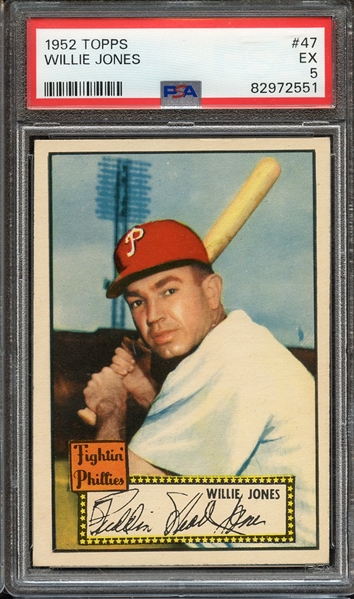 1952 TOPPS 47 WILLIE JONES RED BACK PSA EX 5