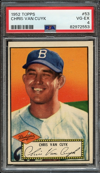 1952 TOPPS 53 CHRIS VAN CUYK RED BACK PSA VG-EX 4