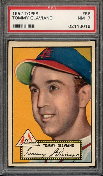 1952 TOPPS 56 TOMMY GLAVIANO BLACK BACK PSA NM 7