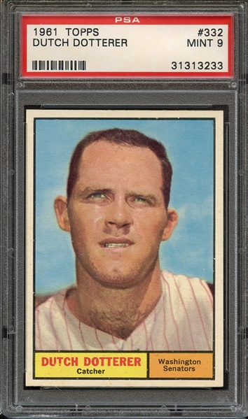 1961 TOPPS 332 DUTCH DOTTERER PSA MINT 9