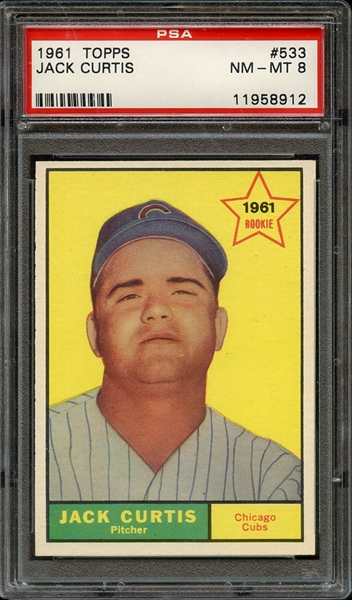 1961 TOPPS 533 JACK CURTIS PSA NM-MT 8