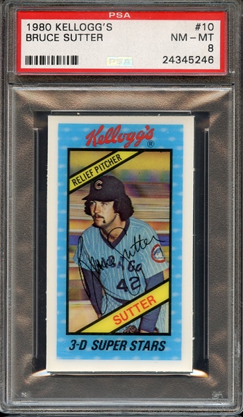 1980 KELLOGG'S 10 BRUCE SUTTER PSA NM-MT 8