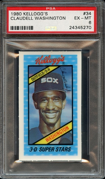 1980 KELLOGG'S 34 CLAUDELL WASHINGTON PSA EX-MT 6