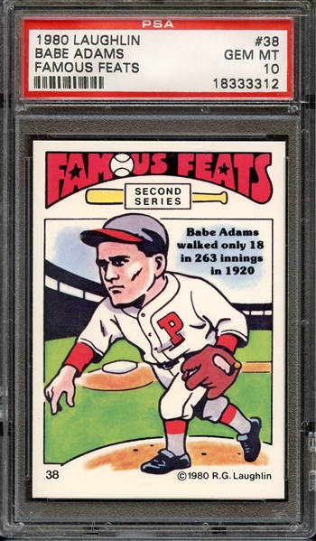 1980 LAUGHLIN FAMOUS FEATS 38 BABE ADAMS PSA GEM MT 10