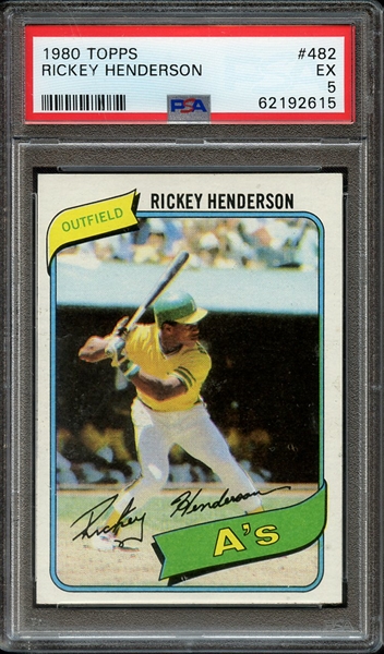 1980 TOPPS 482 RICKEY HENDERSON PSA EX 5