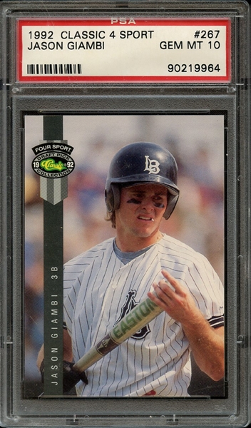 1992 CLASSIC 4 SPORT 267 JASON GIAMBI PSA GEM MT 10