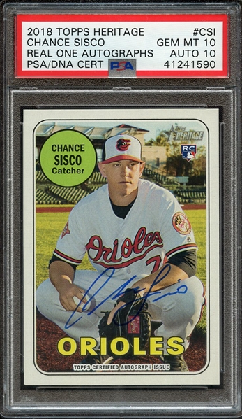 2018 TOPPS HERITAGE REAL ONE AUTOGRAPHS CSI CHANCE SISCO PSA GEM MT 10 PSA/DNA AUTO 10