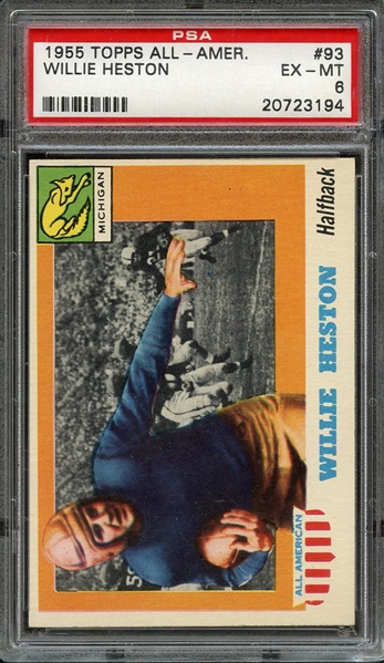 1955 TOPPS ALL AMERICAN 93 WILLIE HESTON PSA EX-MT 6