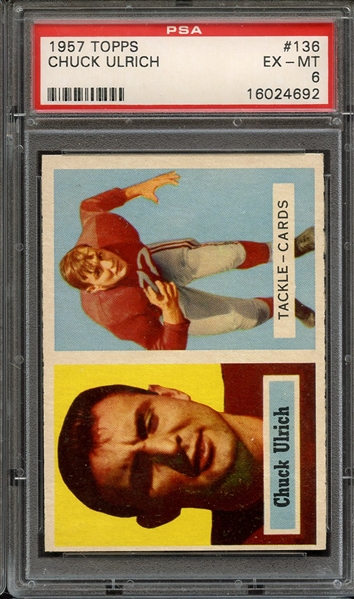 1957 TOPPS 136 CHUCK ULRICH PSA EX-MT 6