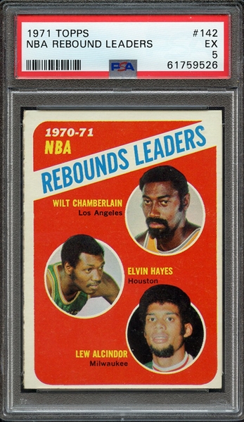 1971 TOPPS 142 NBA REBOUND LEADERS PSA EX 5