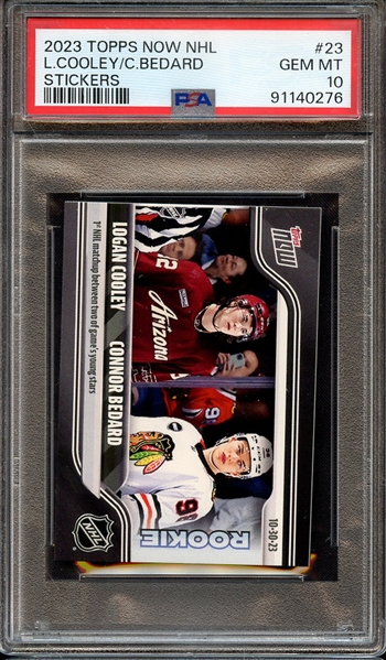 2023 TOPPS NOW NHL STICKERS 23 L. COOLEY/C. BEDARD PSA GEM MT 10