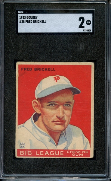 1933 GOUDEY 38 FRED BRICKELL SGC GOOD 2