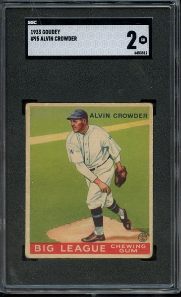 1933 GOUDEY 95 ALVIN CROWDER SGC GOOD 2