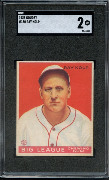 1933 GOUDEY 150 RAY KOLP SGC GOOD 2