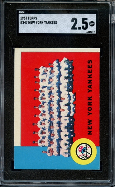 1963 TOPPS 247 NEW YORK YANKEES SGC GOOD+ 2.5