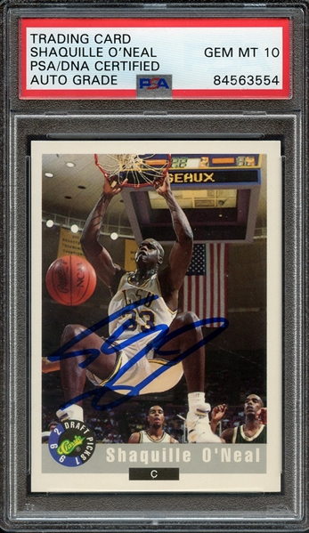 1992 CLASSIC DRAFT PICKS 1 SIGNED SHAQUILLE O'NEAL PSA/DNA AUTO 10