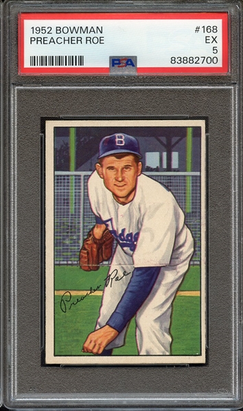 1952 BOWMAN 168 PREACHER ROE PSA EX 5