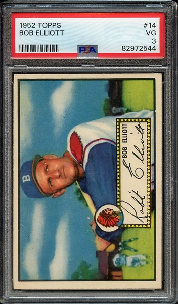 1952 TOPPS 14 BOB ELLIOTT PSA VG 3