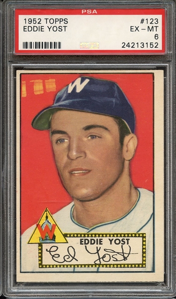 1952 TOPPS 123 EDDIE YOST PSA EX-MT 6